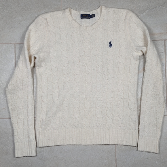 Polo Ralph Lauren Julianna Crewneck Cable Knit Sweater Lot of 2 Yellow White - Picture 7 of 12